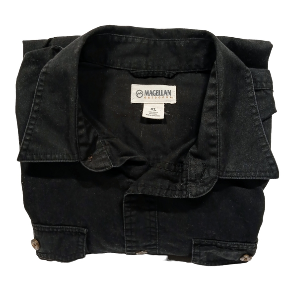 Magellan Outdoors Men's XL Solid Black L/Sleeve Button Down Casual Shirt - Picture 6 of 8